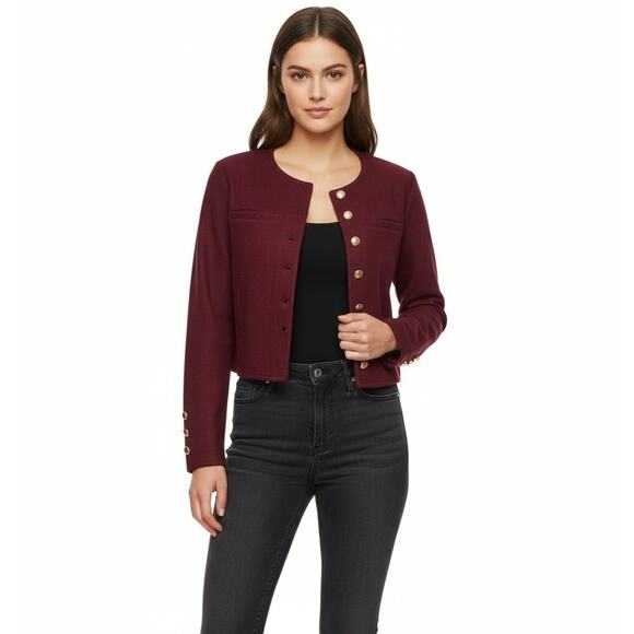 OGL CashSoft Cozy Cropped
Button Up Jacket In Burgundy SIZE S NWT - Picture 1 of 4
